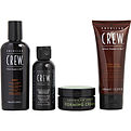 American Crew Set-Travel Grooming Kit: 3-In1 Shampoo 3.3 oz & Forming Cream 1.7 oz & Firm Hold Gel 3.3 oz & Moisturizing Shave Cream 1.7 oz for men by American Crew