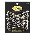 Zhoe Double Hair Combs - White Crystals & Gold for unisex by Zhoe