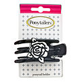 Mia Ponytailers Ponytail Holder - Black With White Rose for unisex by Mia